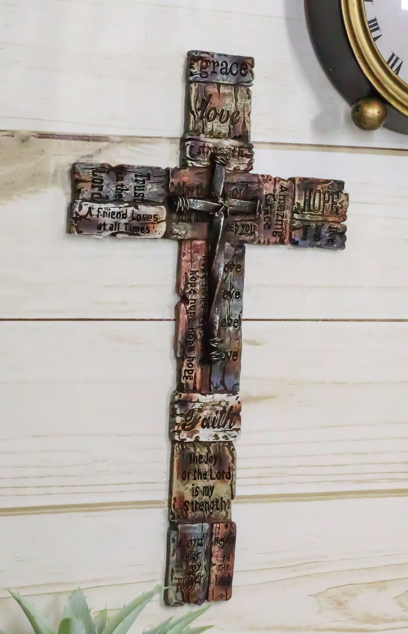 Western Christian Inspirational Friendship Faith Hope Love Grace Wall Cross 12"H