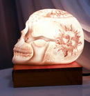 Wicca Astrology Zodiac Skull LED Night Light Statue With USB Charging Wood Base