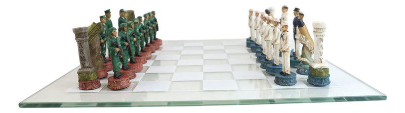 American Military US Army Soldiers VS Navy Sailors Colorful Chess Set With Board