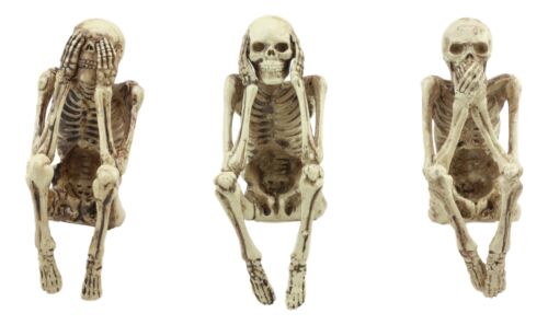 See No Evil Hear No Evil Speak No Evil Skeletons Shelf Sitter 3.75" Figurine