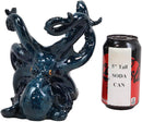 Ebros Nautical Coastal Ocean Blue Octopus Wine Holder 8"Wide Cephalopod Giant Creature Kraken Wine Caddy Figurine Statue Figurine