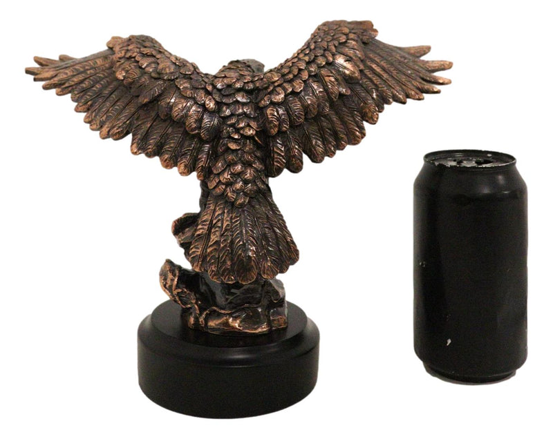 Patriotic American Bald Eagle Bronze Electroplated Resin Figurine With Base