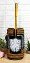 Western Cowboy Faux Rope Denim Horse Buckle Toilet Brush And Base Holder Set