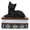 Wicca Mystical Black Cat Sitting On Book Of Spells Stack Decorative Jewelry Box