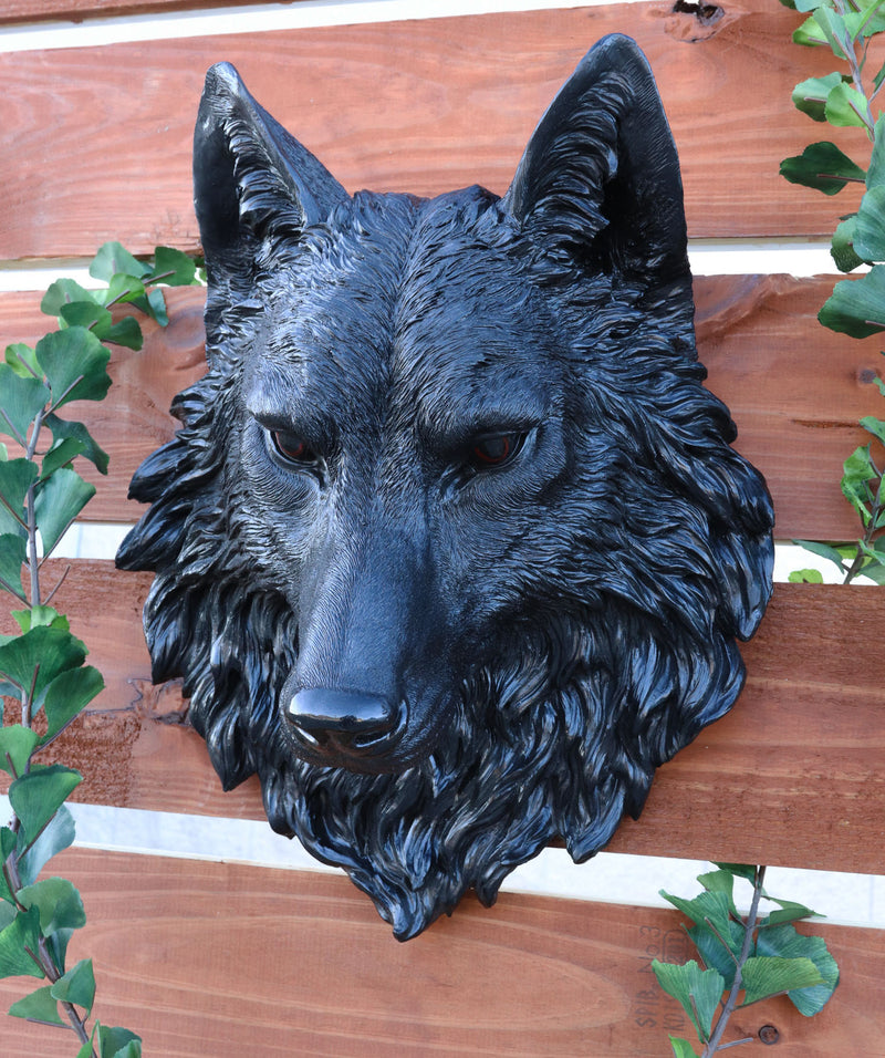 Ebros Large Black Wolf Head with Blood Eyes Wall Decor Plaque 16.5" Tall