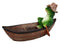 Ebros Toad Croak Creek Canoe Frog With Cowboy Hat Rowing Boat Salt Pepper Shakers Holder Figurine 7"L