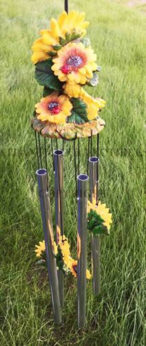 Ebros Spring Sunflowers Bloom Resonant Relaxing Wind Chime Patio Garden - Ebros Gift