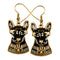 Ebros Ancient Egyptian Theme Bastet Cat Stud Earrings Black Gold Plated Jewelery