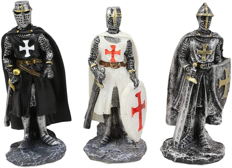 Ebros Set of 12 Medieval Knights Crusaders Figurines Suit of Armor Miniature