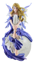 Ebros Blonde Fairy Sitting On Lunar Full Moon Statue 8.5" Tall by Nene Thomas
