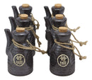 Ebros Pack of 6 Shoyu Tenmoku Porcelain Soy Sauce Condiment Dispenser Flask 7oz