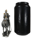 Pewter Metal Medieval Suit Of Armor Knight On Horse With Spear Axe Figurine