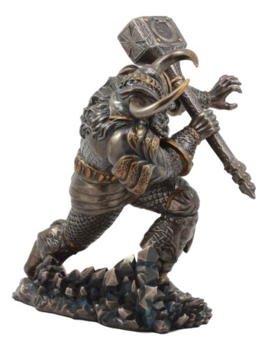 Asgard God Of Thunder Thor Wielding Mjolnir Hammer Figurine Charging Thor Statue