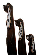 Balinese Wood Handicraft 3 Feet Large Polkadot Ears Canine Hound Dog Set