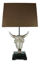 26" Southwest Vintage Rustic Floral Scroll Steer Bison Skull Table Lamp W/ Shade