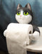 Whimsical Black White Kitten Cat Toilet Paper Roll Holder Bathroom Wall Decor