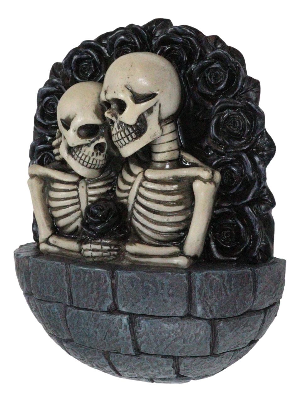 Gothic Love Never Dies Romeo Juliet Skeleton Couple By Black Roses Wall Decor - Ebros Gift