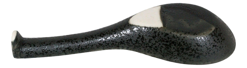 Ebros Made In Japan Ceramic Speckled Black Soup Spoons With Ladle Hook Set Of 6