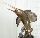 Ebros Large Nautical Marine Sailfish By Coral Reef Electroplated Bronze Statue