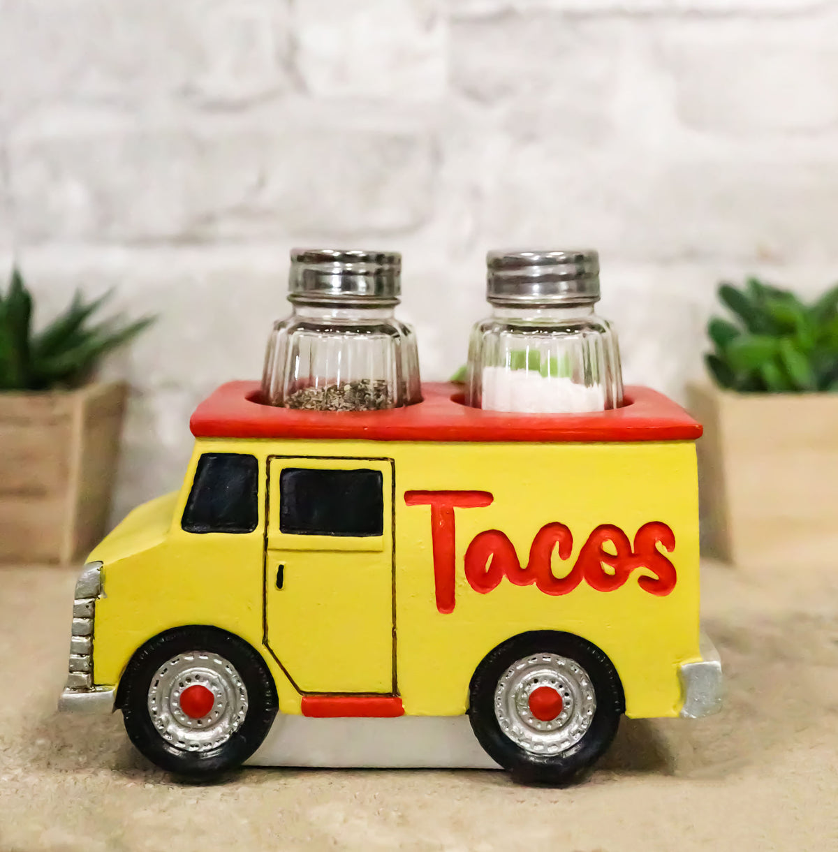 Taste Of Mexico Tex-Mex Fiesta Taco Food Truck Salt And Pepper Shakers Holder - Ebros Gift