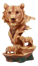 Large Bengal Tiger Bust Statue 11.75"Tall Faux Wood Resin Tiger Family In Jungle