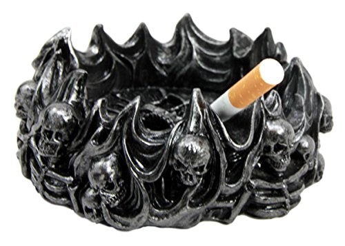 Ebros Gift Arch Devil Skull Face Fire Hell Bone Spiral Cigarette Ashtray Resin Figurine