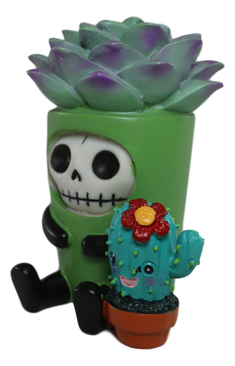 Ebros Furry Bones Echy The Succulent Plant Pot With Cactus Skeleton Figurine