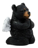Ebros Praying Winged Angel Bear Figurine 5" H Kneeling Teddy Black Bear Cub Sculpture Decor Inspirational Heavenly Decorative Piece