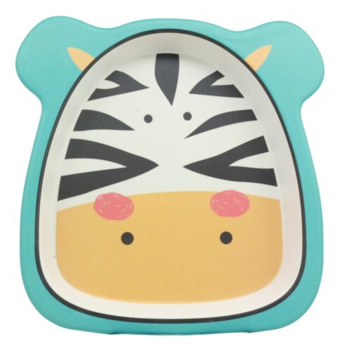 Ebros Zebra 5 Pc Organic Bamboo Dinnerware Set For Kids Children Toddler Baby