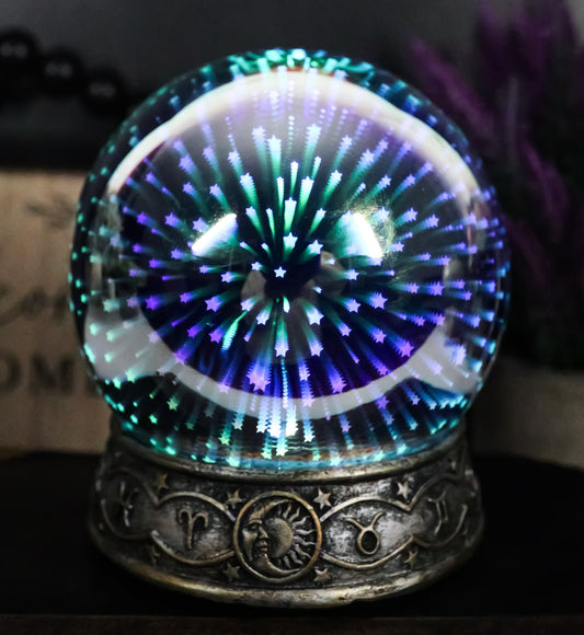 Greek Astrology Constellations Zodiac With Colorful LED Stars Glass Gazing Ball - Ebros Gift