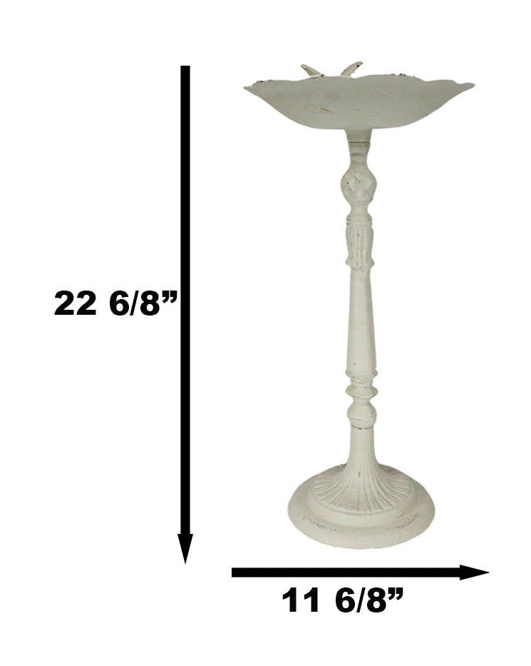 Rustic White Cast Iron Hummingbird Victorian Bird Feeder Bath Garden Statue 23"H