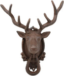 Ebros Gift Rustic Western Forest Horned Elk Deer Head Cast Iron Door Knocker 10.5" Tall Figurine Decorative Knockers Buck for Hunter Cabin Lodge Home Accent Decor Hardware