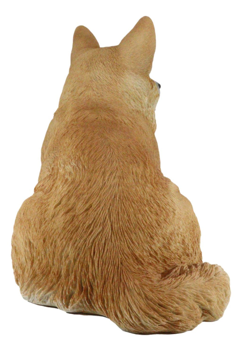 Large 18.5" Long Sitting Realistic Lifelike Welsh Corgi Dog Statue Home Decor