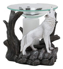 Ebros White Wolf Howling Electric Oil Burner Tart Warmer Statue Night Light