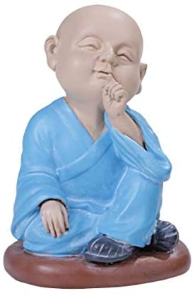 Ebros Small Seated Blue Robe Joyful Monk Hushing Baby Buddha Resin Figurine