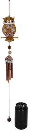 Ebros Whimsical Hoot Owl Resonant Relaxing Copper Wind Chime Garden Patio