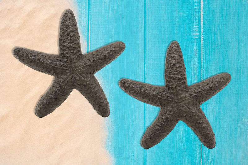 Ebros Cast Iron Ocean Coral Sea Star Shell Starfish Decorative Accent Statue in Rustic Bronze Finish 4.5" Wide Nautical Coastal Themed Decor for Wedding Beach Party Home Decorations DIY Crafts (2)