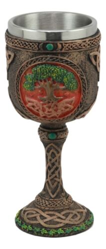 Celtic Knotwork Cosmic Sacred Tree of Life Wine Goblet 5oz Vial Of Immortality