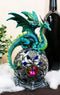 Elemental Jade Firnen Dragon Resting On LED Gyrosphere Orb Night Light Figurine