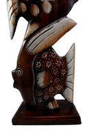 Balinese Wood Handicraft Large Stacked Abstract River Fish Fishes Figurine 21"H