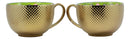 Large Luxury Gold Plated Green Trio Clovers Drink Tea Coffee Mug 28oz Set Of Two