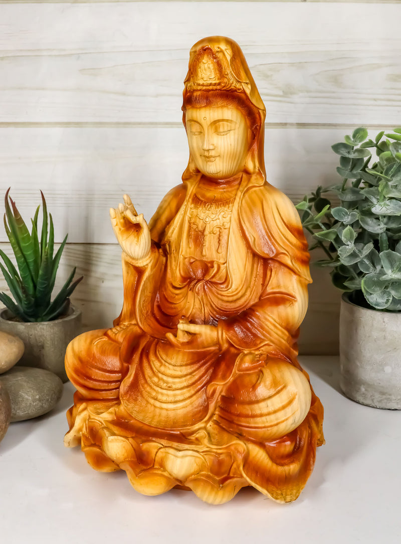 Ebros The Water and Moon Goddess Abhaya Mudra Kuan Yin Bodhisattva Statue 9" Tall Guan Yin Immortal Deity of Protection Reassurance and Blessing Museum Decorative Altar Figurine