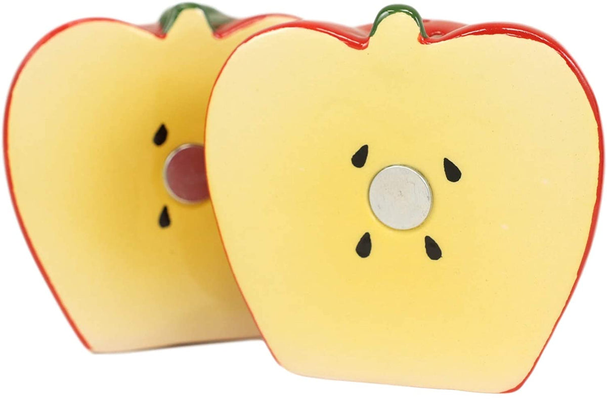 Ebros Red Apples Ceramic Magnetic Salt And Pepper Shakers Set 3" Height