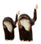 Balinese Wood Handicrafts Abstract Jungle Elephant And Calf Figurine Set 10"H