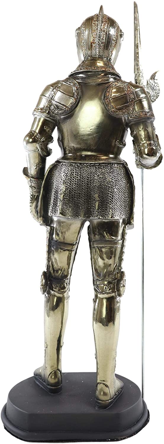 Large Fine Medieval Knight Suit of Armor Statue Halbedier Pikeman Sentry 13"H