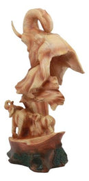 Ebros Wildlife Elephant Bust Statue 12" Tall Faux Wood Resin Wildlife Safari Elephant Family Migration Scene Figurine