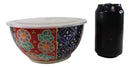 Set of 2 Ceramic Blue Red Floral Patterns Portion Meal Bowls 5 Cups Airtight Lid