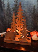 Ebros Metal Art Rustic Forest Black Bear By Pine Trees Night Light Lamp Sculpture