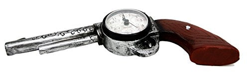 Ebros Wild Wild West Six Shooter Revolver Gun Decorative Table Clock Rustic