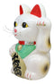 Japanese Lucky Charm White Beckoning Cat Maneki Neko Money Bank 8.5"H